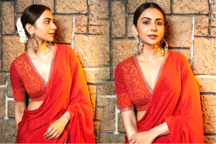 Rakul Preet in Bandhani Saree look