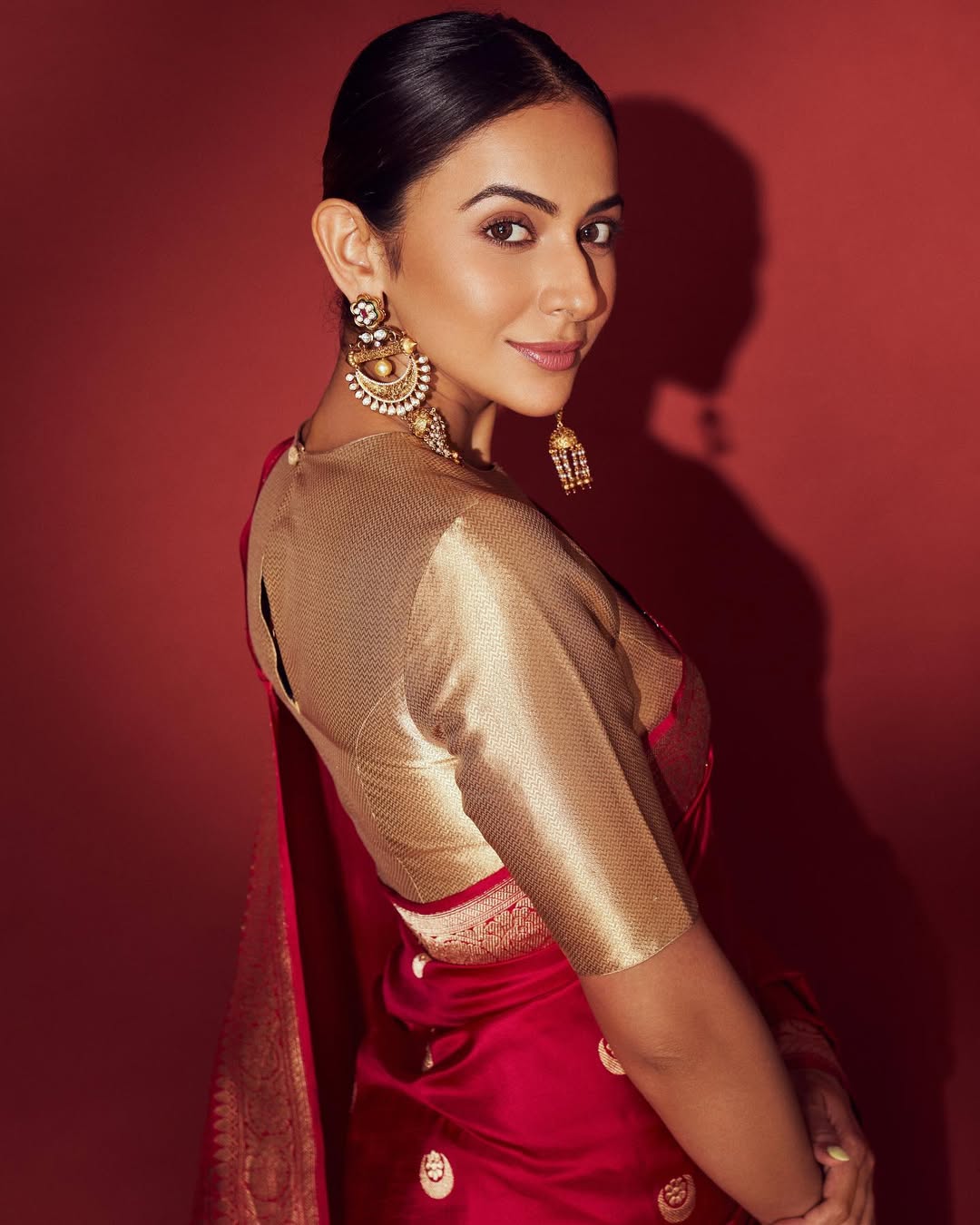 Rakul Preet in silk saree red silk saree