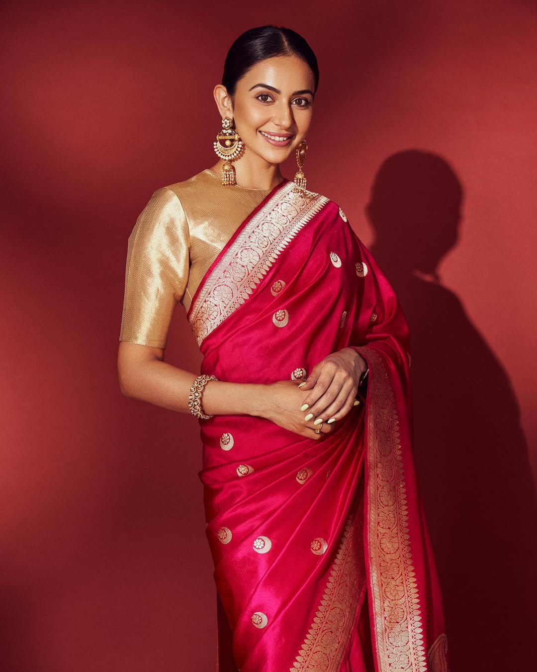 Rakul Preet in silk saree with border 