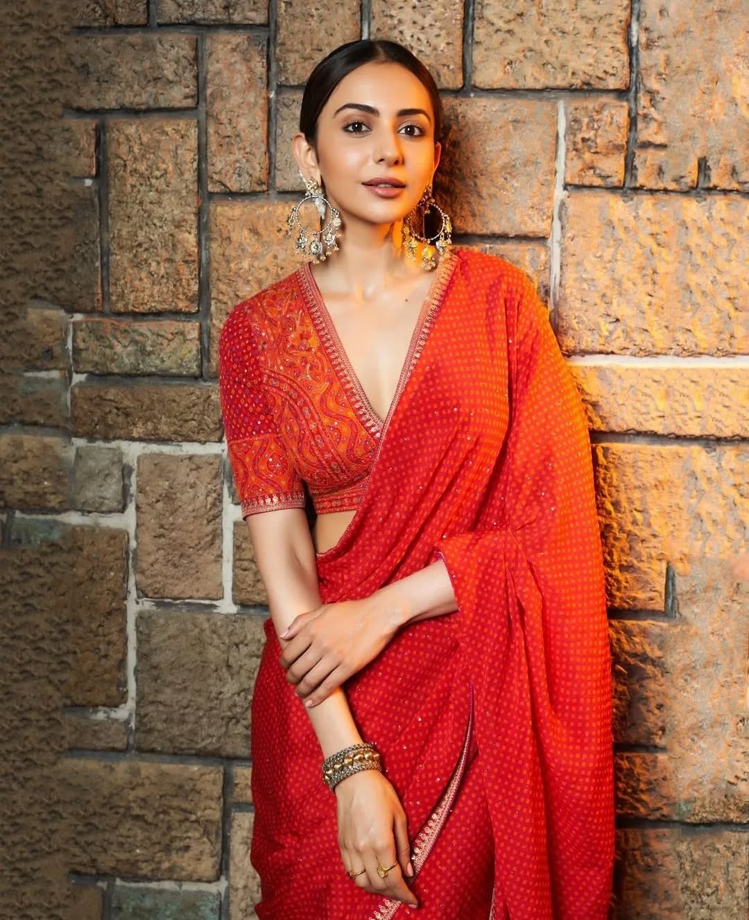 Rakul Preet red saree other worldly beauty in red 