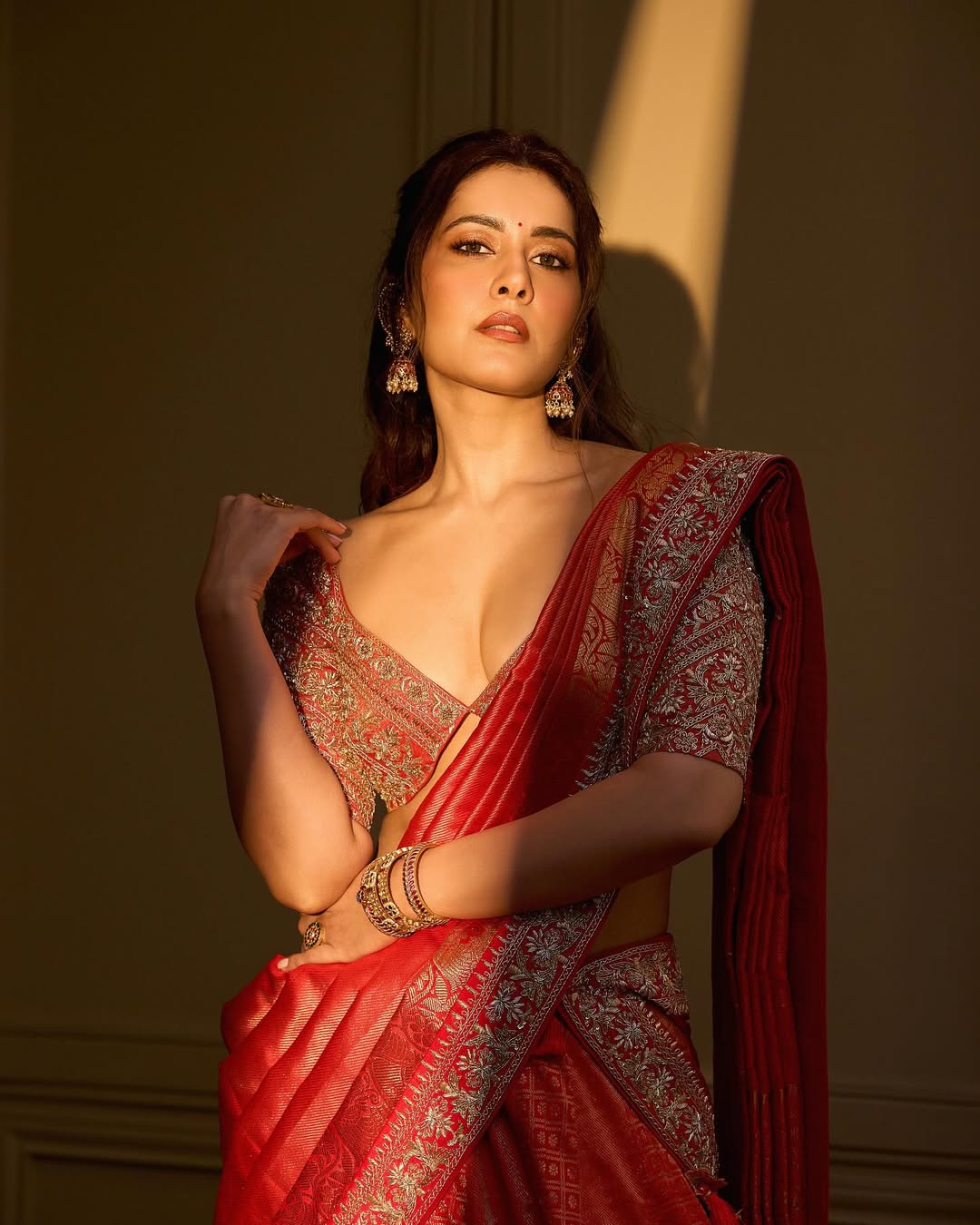 Rashi Khanna in half saree deep neck