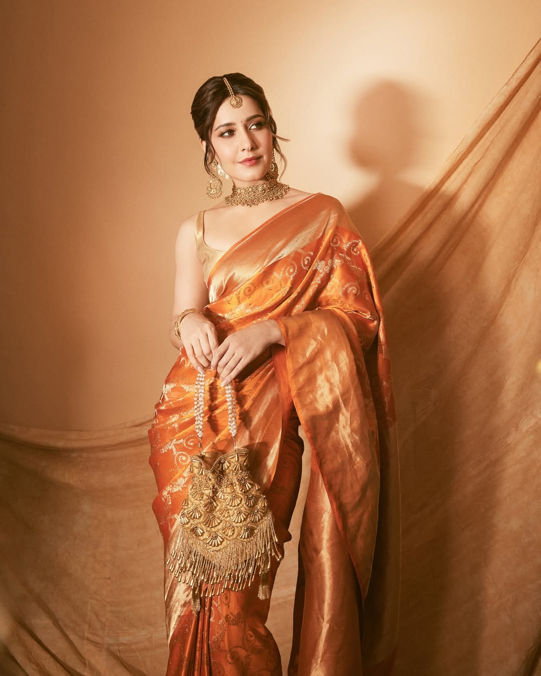 Rashi Khanna in silk saree traditional look