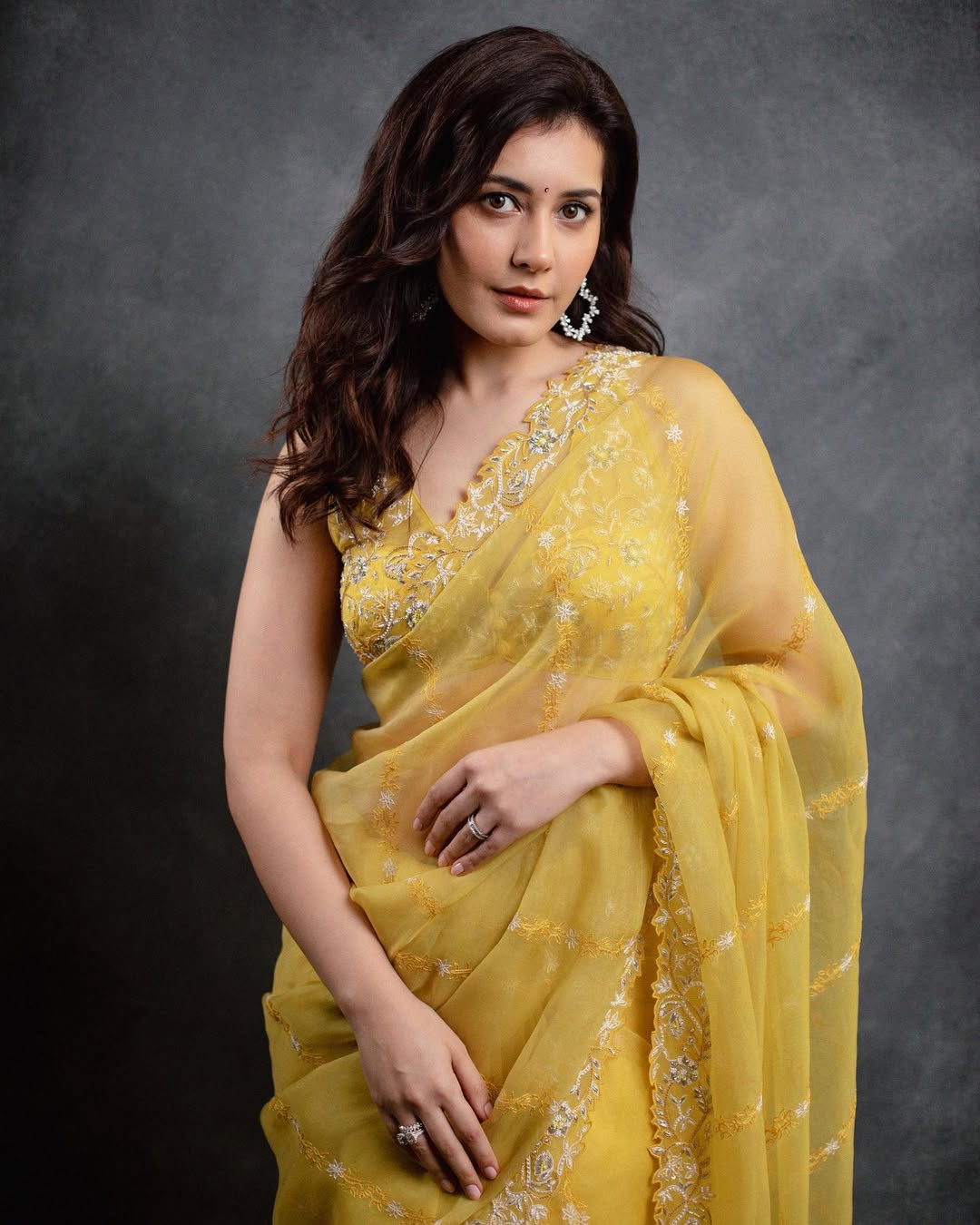 Rashi Khanna yellow saree designer saree